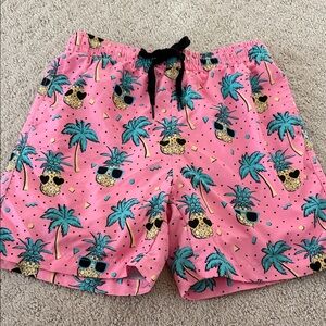 Boys size 8 Pink Pineapple and Palm Tree Swim Shorts